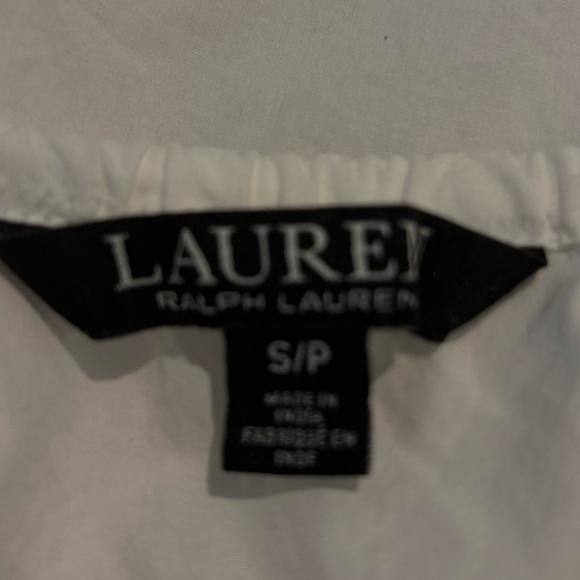 LAUREN by RALPH LAUREN White Boho Eyelet Lace Poet Peasant Blouse Small - Picture 6 of 6